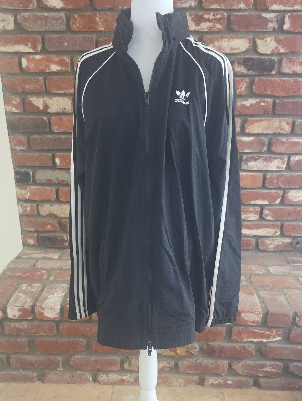 adidas Black Lightweight Track Jacket with White Stripes